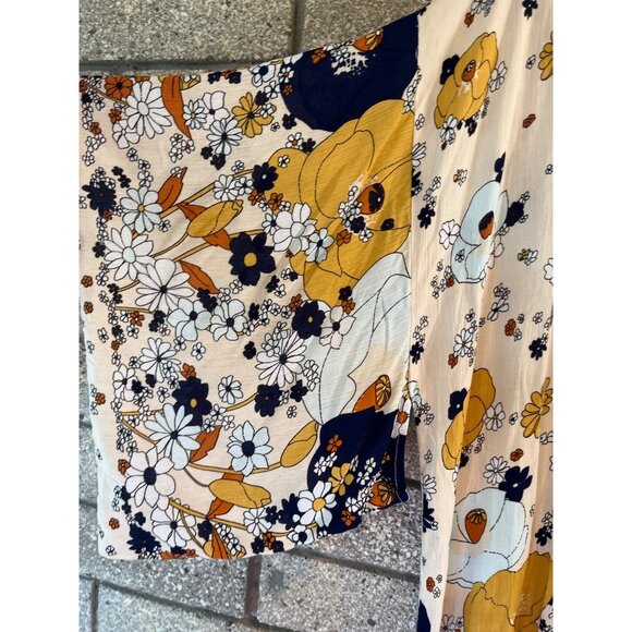 Free People Floral Kimono Cardigan Duster Boho Style Open Front Lightweight Long - Picture 4 of 7